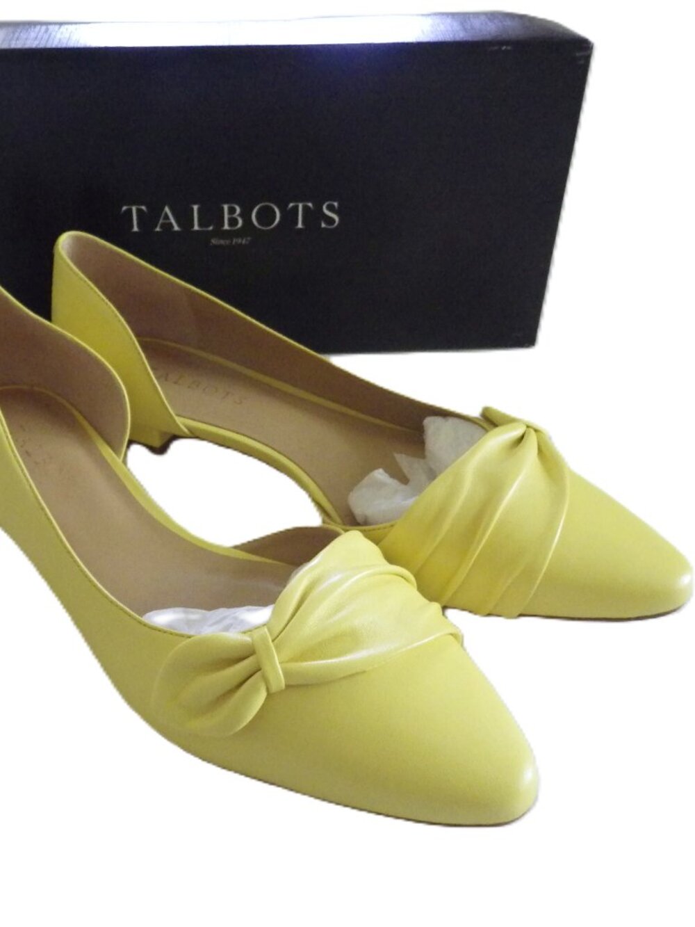 Talbots Yellow Leather Flats/ Edison Pleated/ Lemon Drop/ 9N